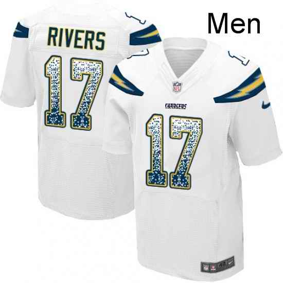 Men Nike Los Angeles Chargers 17 Philip Rivers Elite White Road Drift Fashion NFL Jersey